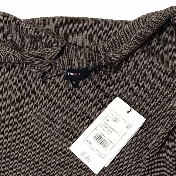 Leenda Mock Neck Sweater in Regal Wool Deep Navy/dark Beige Med - Picture 2 of 13